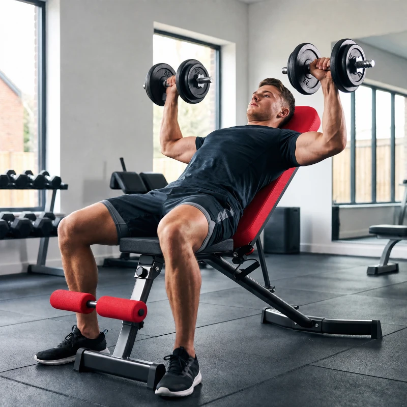 SPORTNOW Panca pesi pieghevole con bande elastiche, schienale regolabile ed estensione gambe