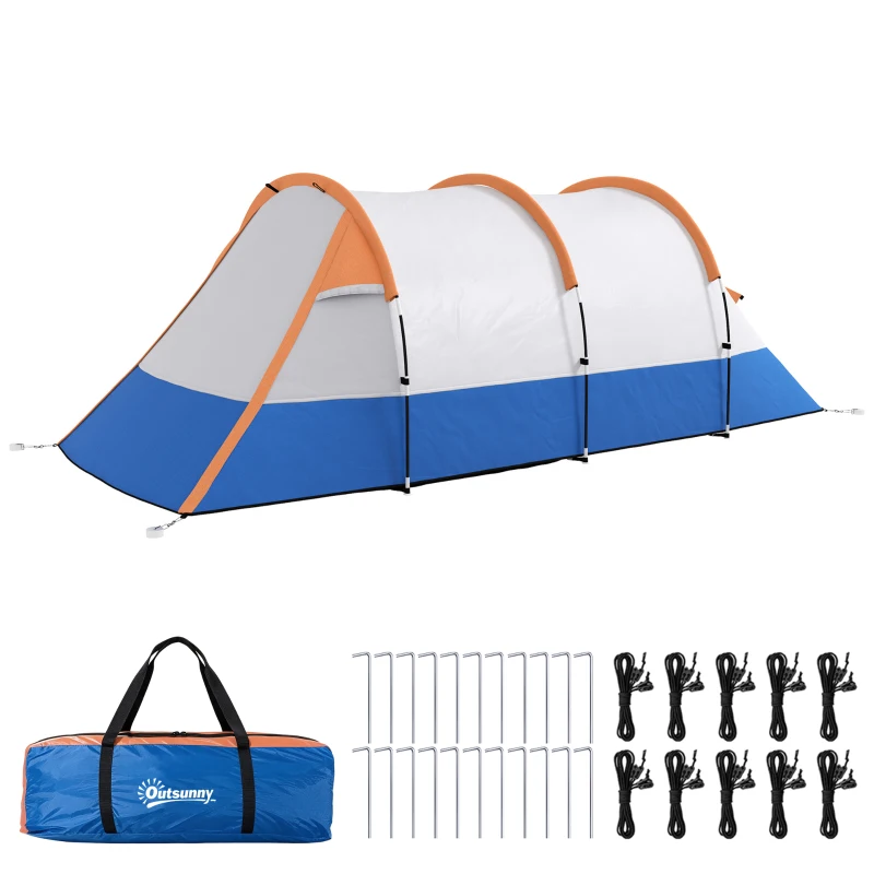 Outsunny Tienda de Campaña para 2 Personas con 2 Habitaciones y Bolsa de Transporte Impermeable 420x200x150 cm Multicolor