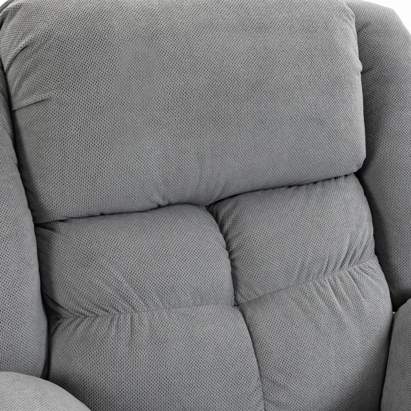 HOMCOM Fauteuil met opstahulp, massagefunctie en lendenverwarming, recliner met afstandsbedieningen en zijvakken, lichtgrijs