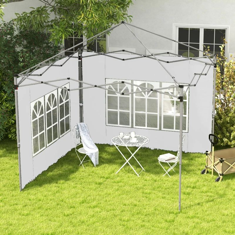 Outsunny Paredes Laterales para Carpa de 3 x 3 / 3 x 4 m 2 Paneles de Tela Oxford de 295x195 cm con Ventana para Fiestas Blanco