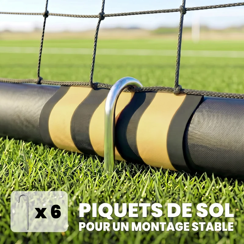 SPORTNOW But de Football avec Mousse de Protection, 6 Piquets de Sol et Filet en PE, 240x85x160cm, Jaune