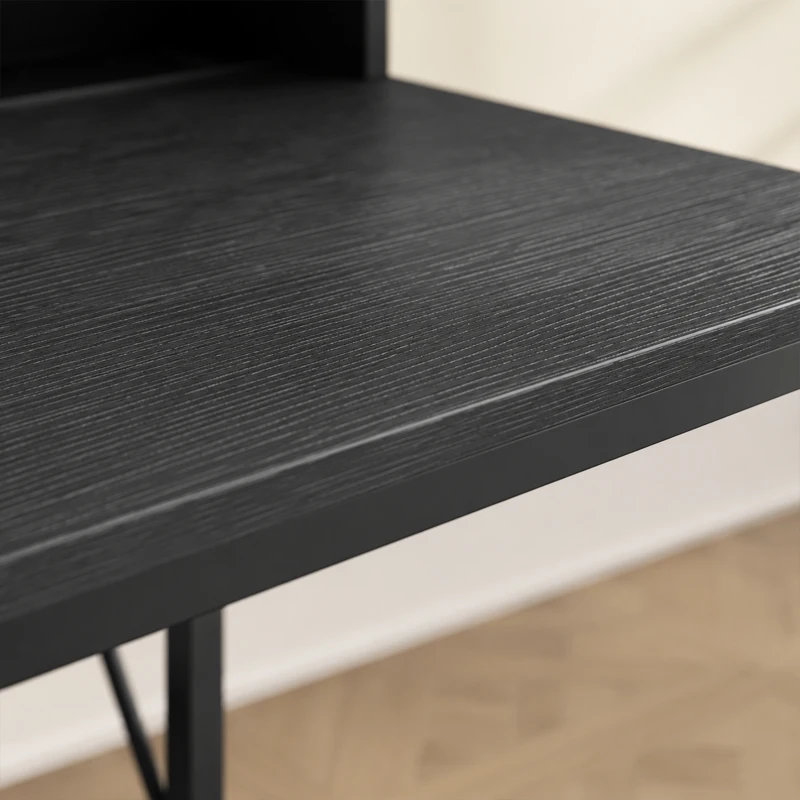 HOMCOM Gaming Desk, 100cm Computer Desk with LED Lights, Power Outlets, Monitor Stand and Remote, Black Wood-Effect