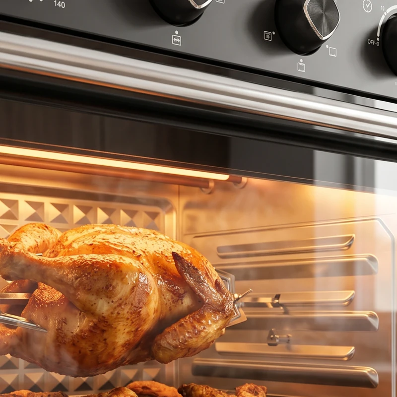 HOMCOM Friteuse à Air Chaud 36L, Four à Air Chaud 1800 W avec Rôtissoire, Plaque de Cuisson, Panier de Friture et Grille, Noir