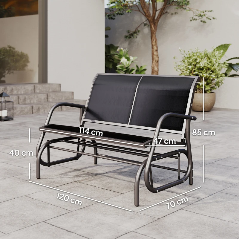 Outsunny Banco Balancín tipo Silla Oscilante de Jardín o Patio con 2 Plazas 120x70x85 cm Carga 200kg Metal y Tela Texteline