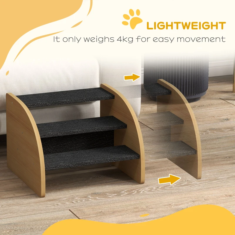 PawHut Dog Steps for Sofa and Bed, 3-Step Dog Stairs, Pet Stairs with Side Panels, Non-Slip Feet for Small Puppies