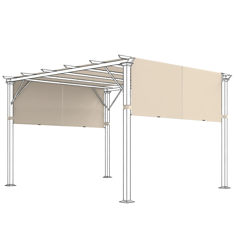 Outsunny Copertura per Gazebo Pergola 3x3 m in Poliestere con Tasche e Cinghie, 488x122 cm, Cachi