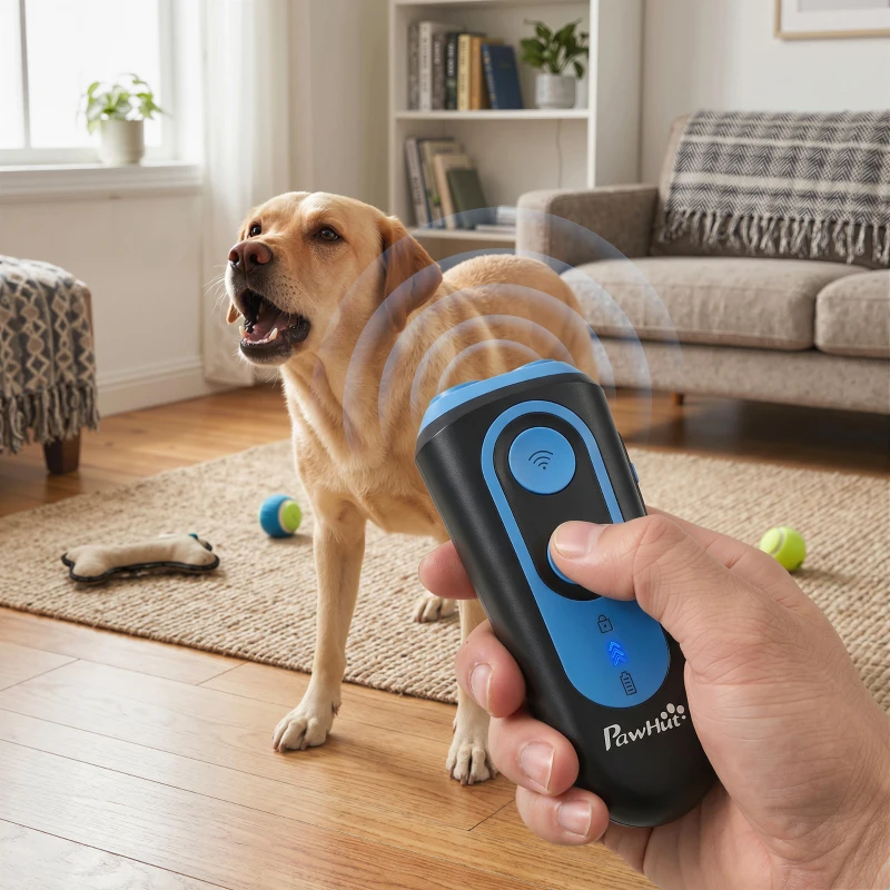 PawHut Anti Barking Device for Dogs, Ultrasonic Stop Dog Barking Device with 5 Modes & Vibration, LED Flashlight