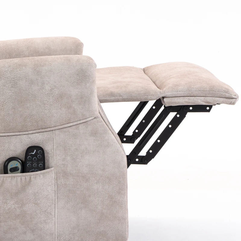 HOMCOM Fauteuil releveur électrique massage par vibrations et chaleur, fauteuil relax électrique en velours, 80x160x82cm, beige