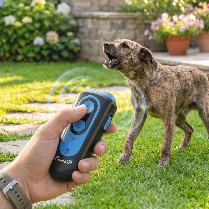 PawHut Anti Barking Device for Dogs, Ultrasonic Stop Dog Barking Device with 5 Modes & Vibration, LED Flashlight