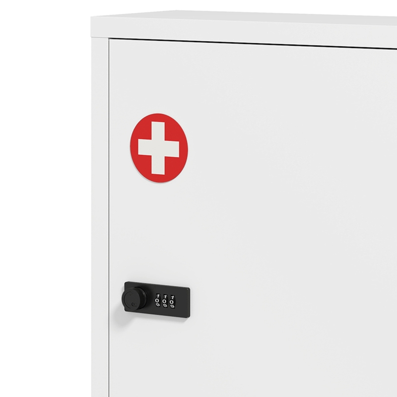 HOMCOM Wall Mount Medicine Cabinet, Bathroom Cabinet with Combination Lock, Door and Storage Shelves, White