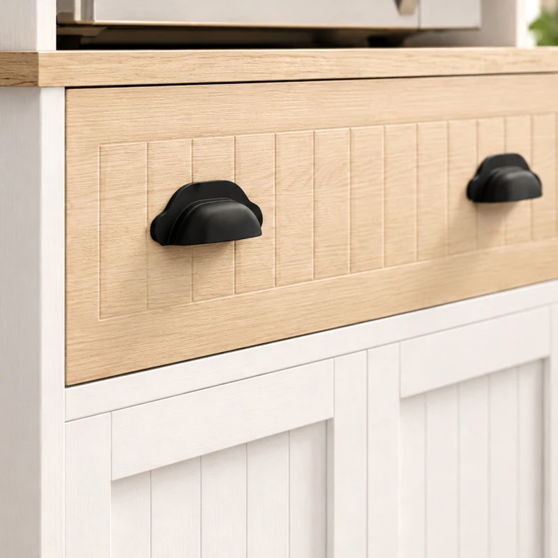 HOMCOM Mueble armario para microondas para cocina con espacio abierto 1 cajón y armario 2 puertas 61 x 35 x 125,4 cm roble