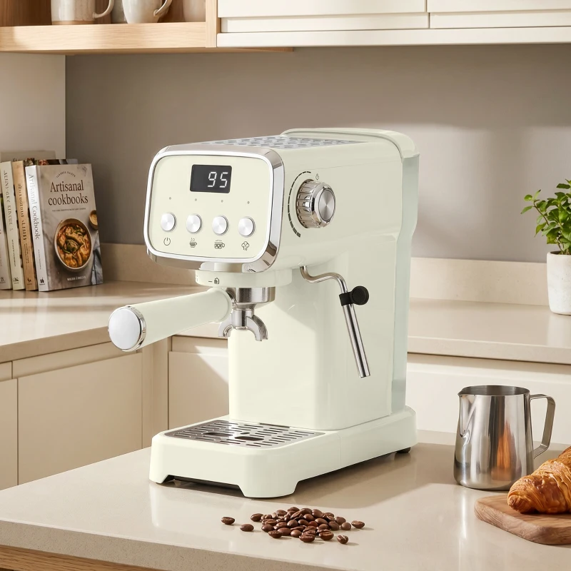 HOMCOM Machine à Expresso avec Buse Vapeur à Mousse de Lait, Cafetière 20Bars, Réservoir d'Eau Amovible 1,2 L, Crème