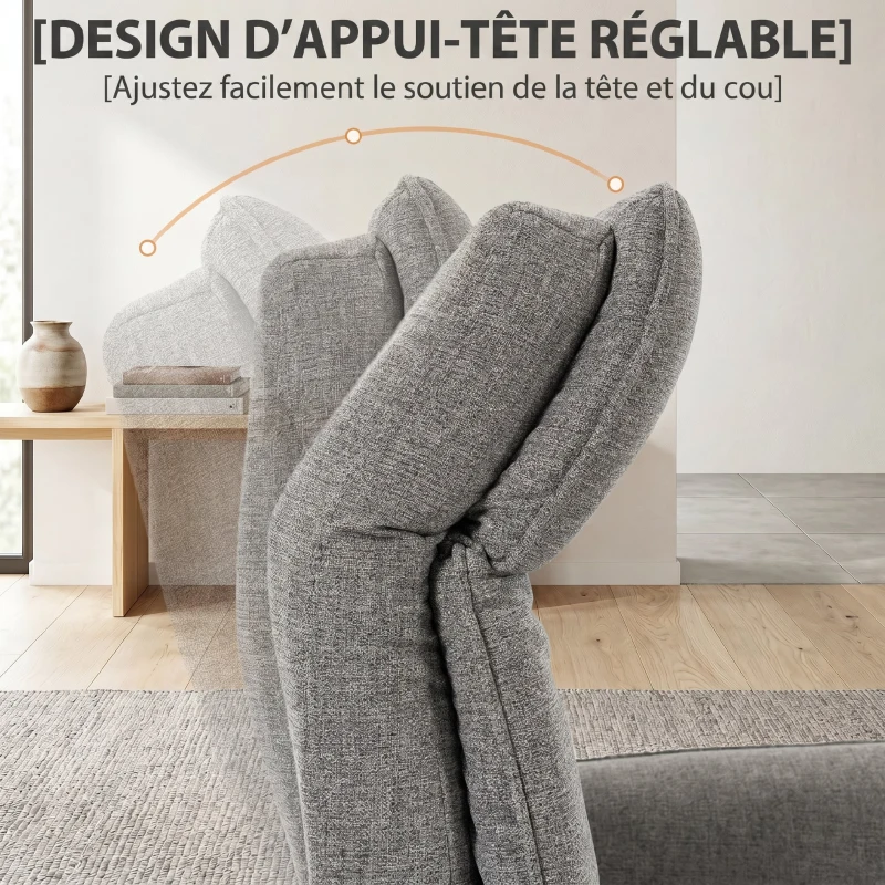 HOMCOM Fauteuil Relax Électrique Pivotant 360°, Fauteuil Inclinable avec Appui-Tête Réglable, Ports USB, Tissu en Lin, Gris