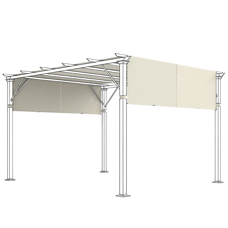 Outsunny Husă pentru Foișor Pergolă 3x3 m din Poliester cu Buzunare și Curele, 488x122 cm, Crem Alb