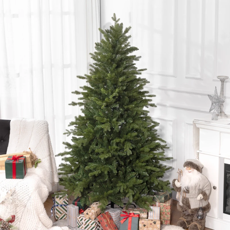HOMCOM Albero di Natale Artificiale da 180 cm con 1821 Rami e Base in Metallo, Verde