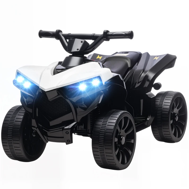 AIYAPLAY Quad Eléctrico para Niños 6 V Quad para Niños de 18 a 56 Meses Velocidad hasta 3 km/h Faros y Música 70x42x45 cm Blanco
