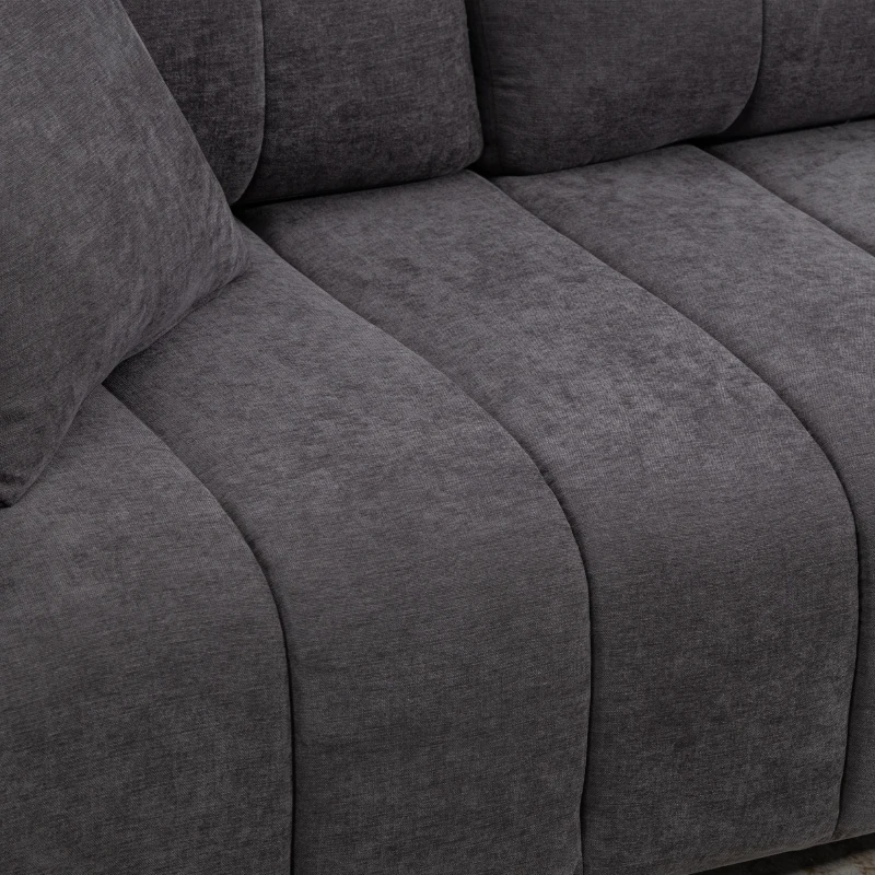 HOMCOM Sofá Esquinero Modular 242 cm 3 Plazas en L con Chaise Longue Reversible 2 Cojines Tejido Efecto Lino Gris