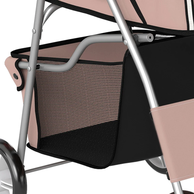 PawHut Dog Pram, Pet Stroller with Reflective Strips, Foldable Cat Stroller with 360° Swivel Wheels, Brown