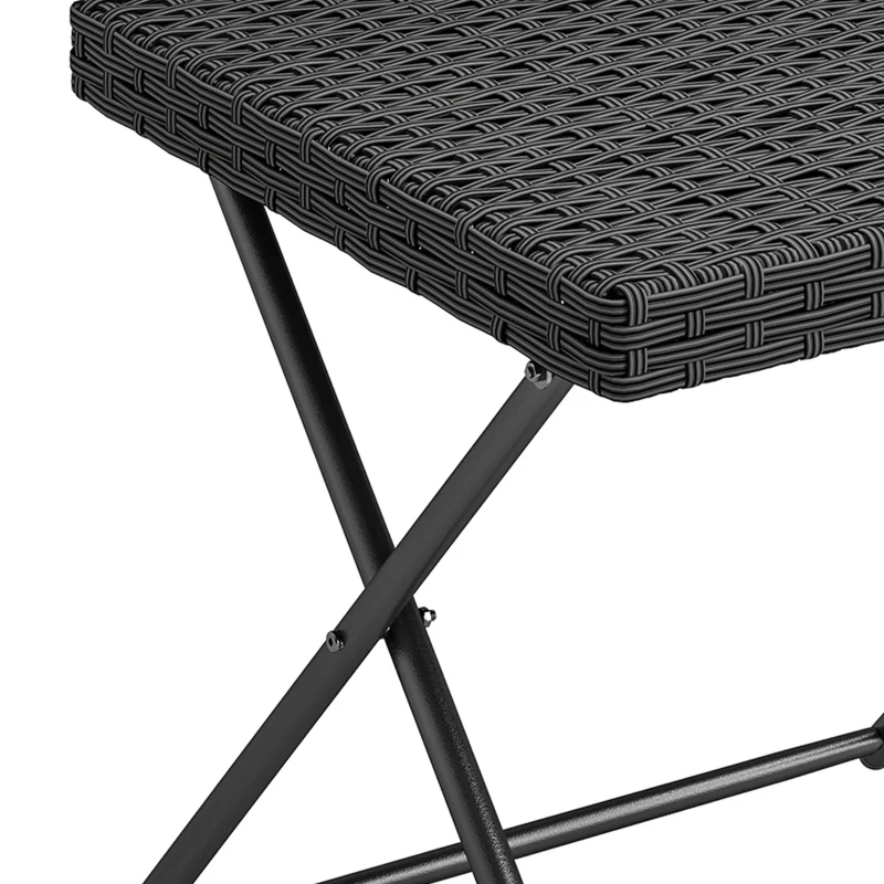 Outsunny Table basse pliable de jardin style cosy chic dim. 40L x 40l x 40H cm acier résine tressée noir