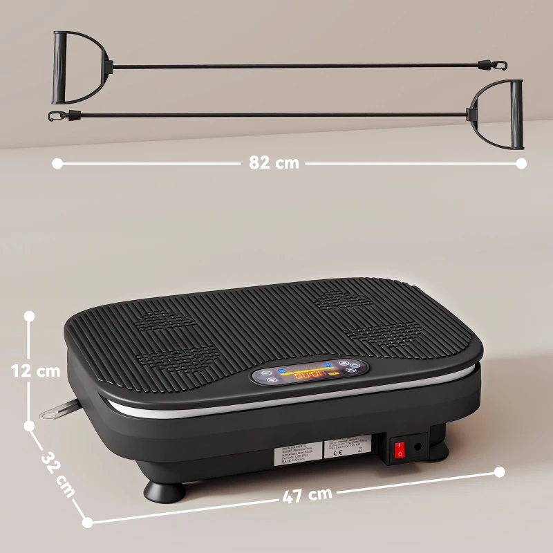 SPORTNOW Plataforma Vibratoria con 99 Velocidades 3 Programas Altavoz Bluetooth Pantalla LED Mando a Distancia Bandas Elásticas