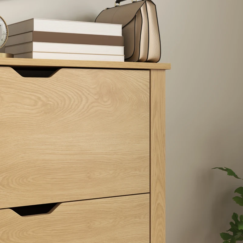 HOMCOM Dulap Slim pentru 18 Pantofi, 3 Sertare cu 2 Rafturi Reglabile, 72x26x112 cm, Lemn Natural