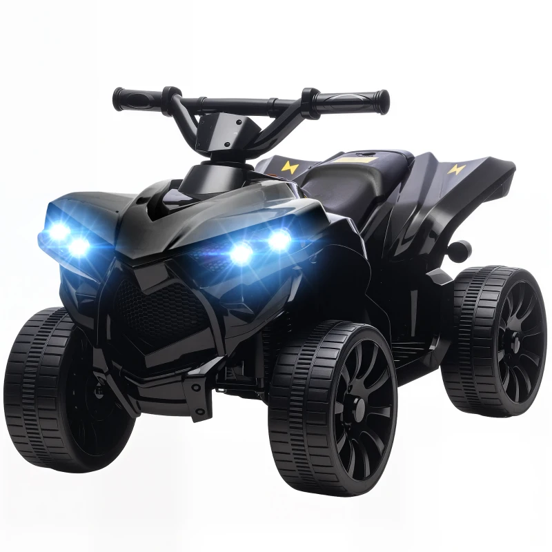 AIYAPLAY 6V Kids ATV, 4 Wheeler Electric Ride on Car with Music and LED Headlights, for Ages 18-56 Months Boys and Girls, Black