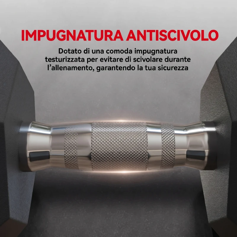 HOMCOM Set di 2 Manubri da 4 kg Esagonali con Presa Antiscivolo e Rivestimento in Gomma, Nero