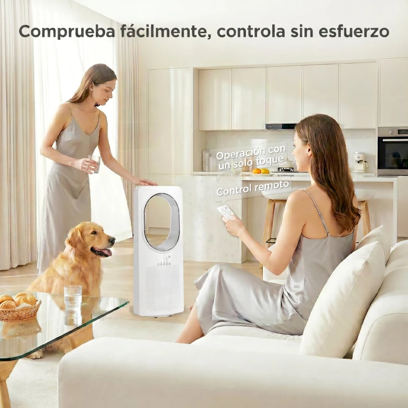 HOMCOM Ventilador de Torre sin Aspas con Mando a Distancia Oscilación 45° 3 Velocidades 3 Modos Temporizador 15H Blanco