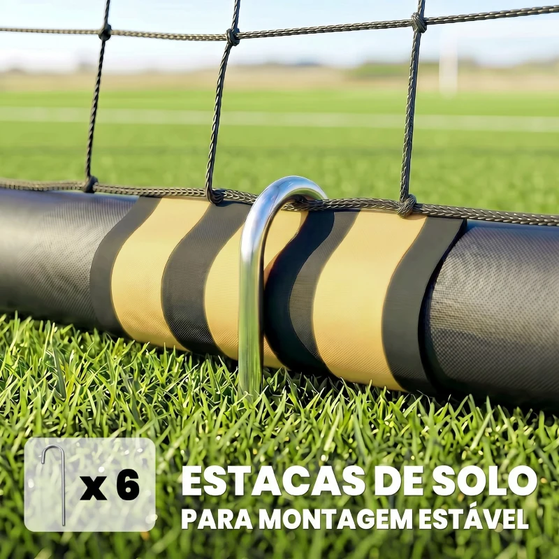 SPORTNOW Baliza de Futebol para Jardim 240x85x160 cm com Rede, Estrutura Metálica, Acolchoamento EPE e Estacas, Preto e Amarelo