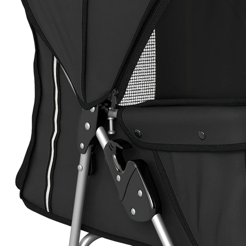 PawHut Dog Pram, Pet Stroller with Reflective Strips, Foldable Cat Stroller with 360° Swivel Wheels, Black