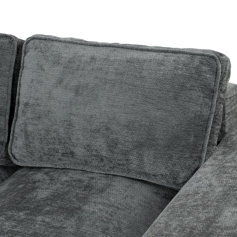 HOMCOM Canapé 2 Places en Chenille, Canapé de Salon 156 cm, Assise et Accoudoirs Larges Rembourrées, 2 Oreillers, Gris