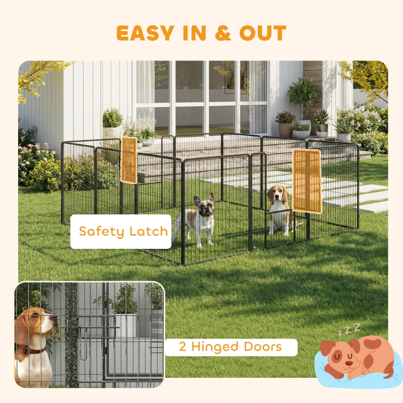 PawHut 12 Panels Heavy Duty Puppy Playpen, for Small Dogs, Indoor and Outdoor Use - Silver
