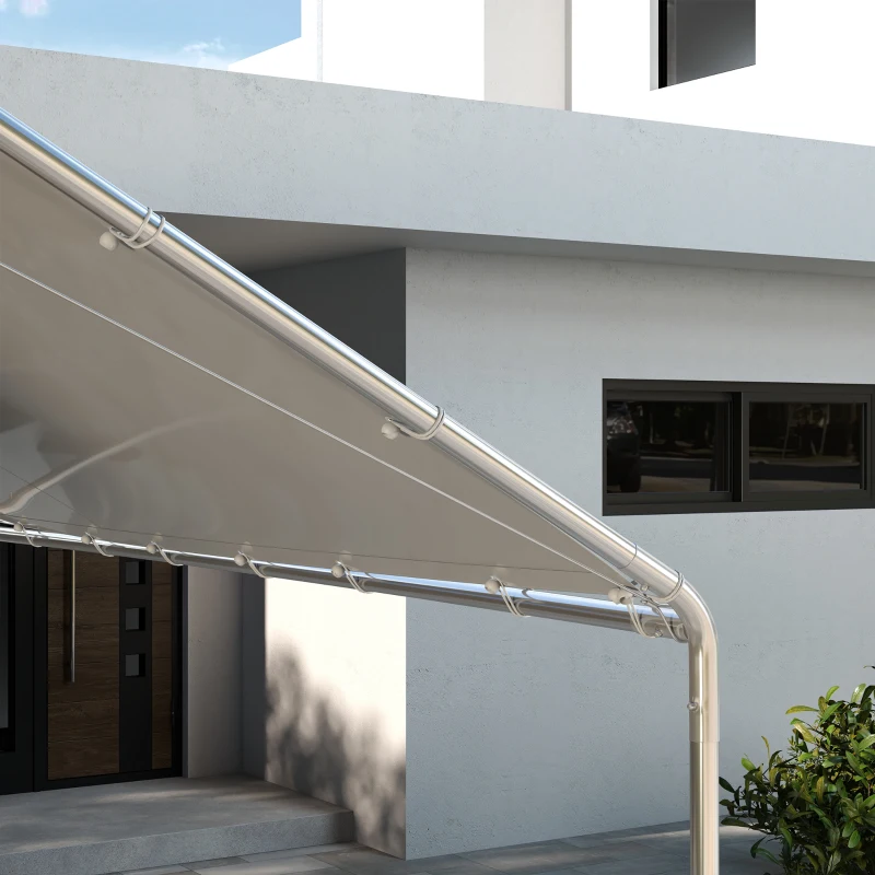 Outsunny Copertura di Ricambio 6x3 m in PE Bianco Anti-UV per Carport Auto con Corde Elastiche