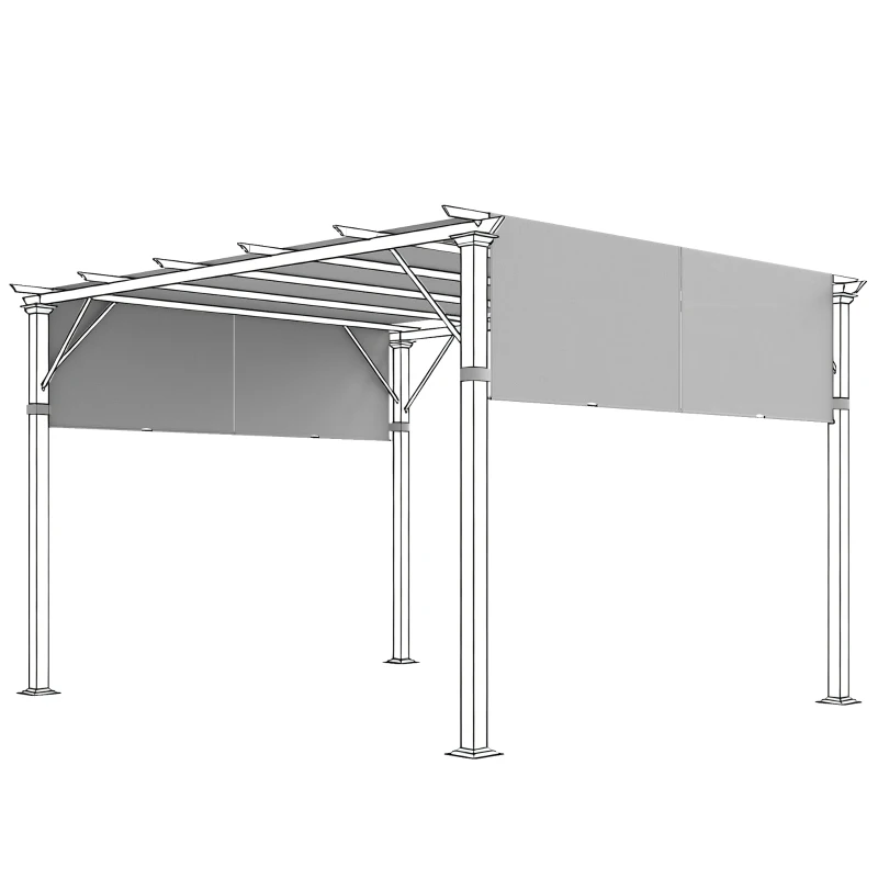 Outsunny Prelată Pergolă Foișor 3x3 m cu Buzunare și Curele pentru Bare, din Poliester, 488x122 cm, Gri Deschis