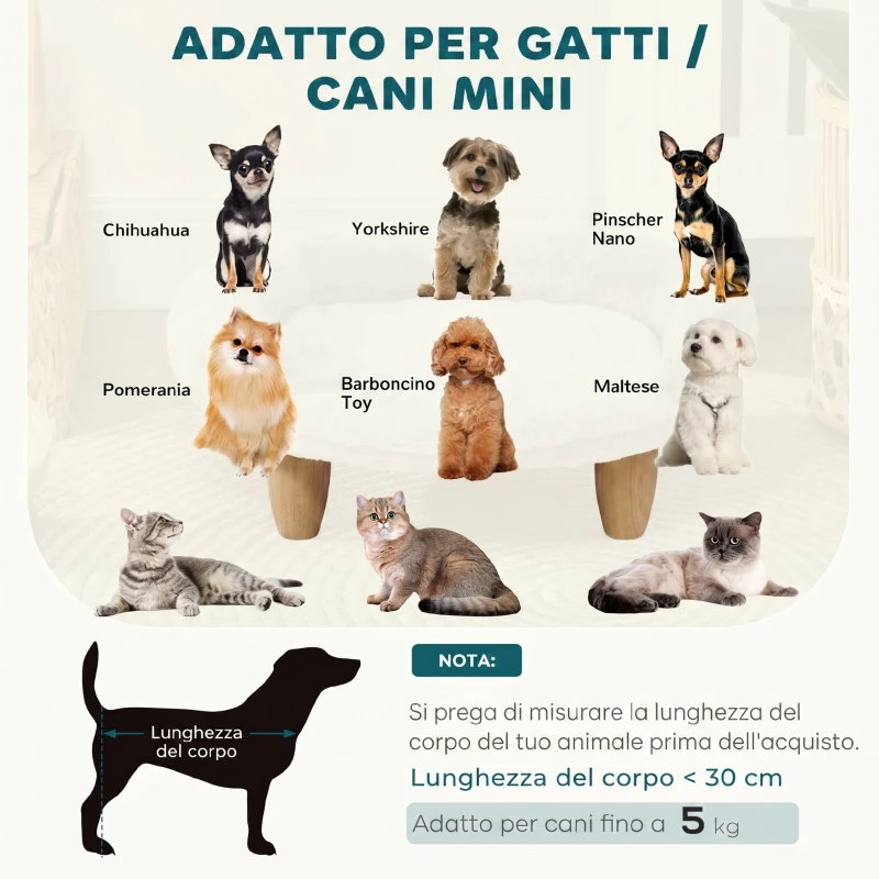PawHut Cuccia divanetto sfoderabile per cani e gatti con schienale, 47x40x20 cm, crema