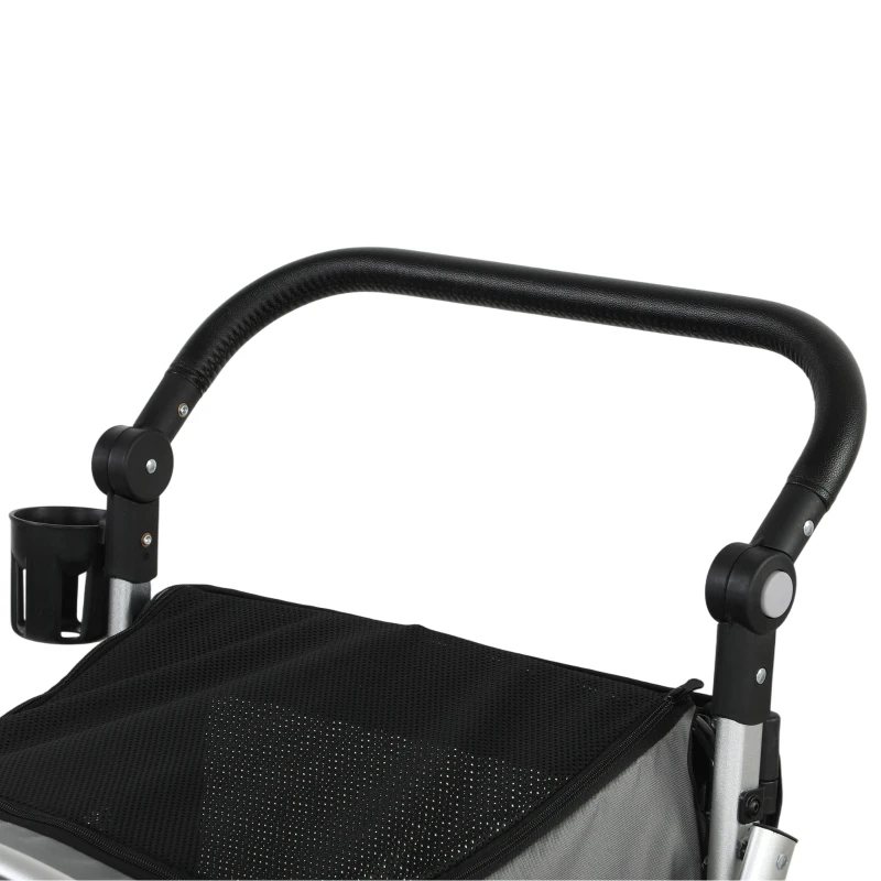 PawHut Dog Stroller, Easy Folding Pet Stroller for Small and Medium Dogs with Shock Absorption, Maximum Load 20 kg, Grey