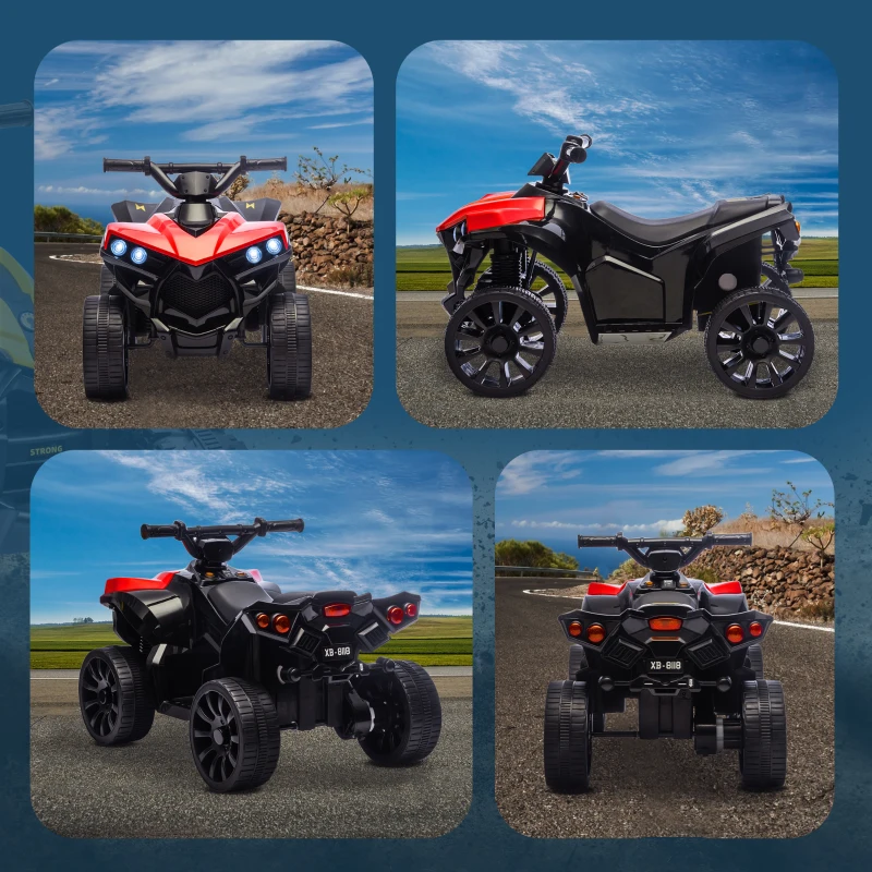 AIYAPLAY Quad Eléctrico para Niños 6 V Quad para Niños de 18 a 56 Meses Velocidad hasta 3 km/h Faros y Música 70x42x45 cm Rojo