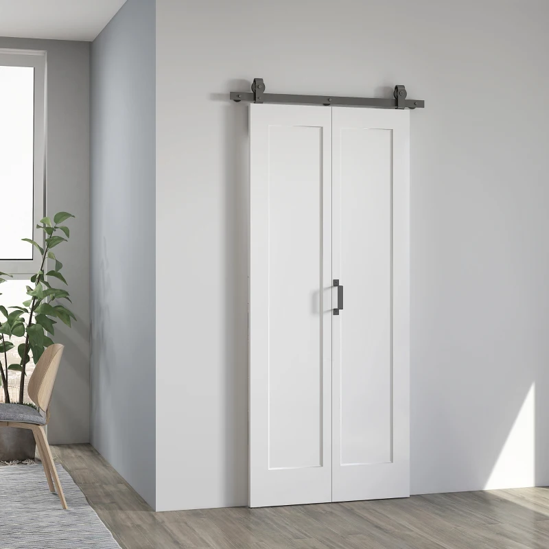HOMCOM Ușă Glisantă Pliabilă Tip Carte cu Suprafață Vopsibilă, 90x210 cm, Albă