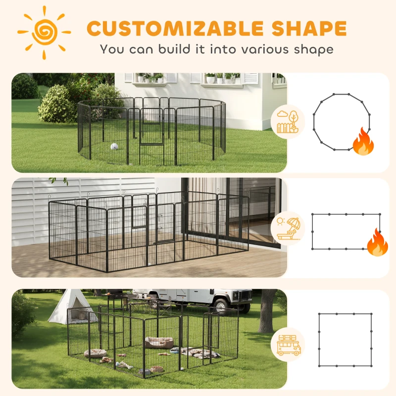 PawHut 12 Panels Heavy Duty Puppy Playpen, for Small Dogs, Indoor and Outdoor Use - Silver
