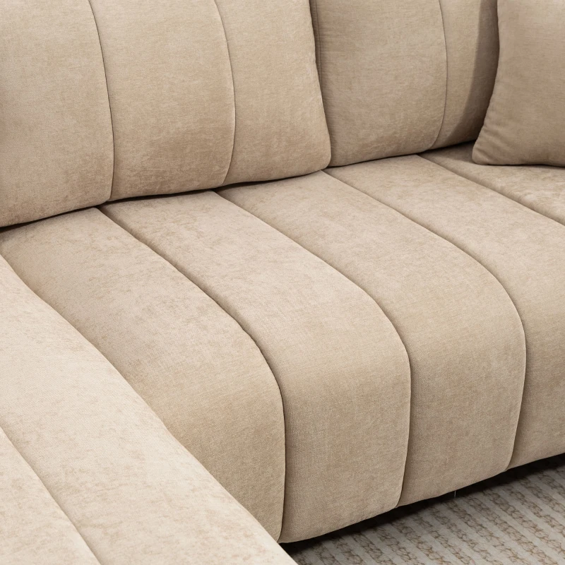 HOMCOM Divano angolare modulare 3 posti con penisola reversibile, 242 cm, beige