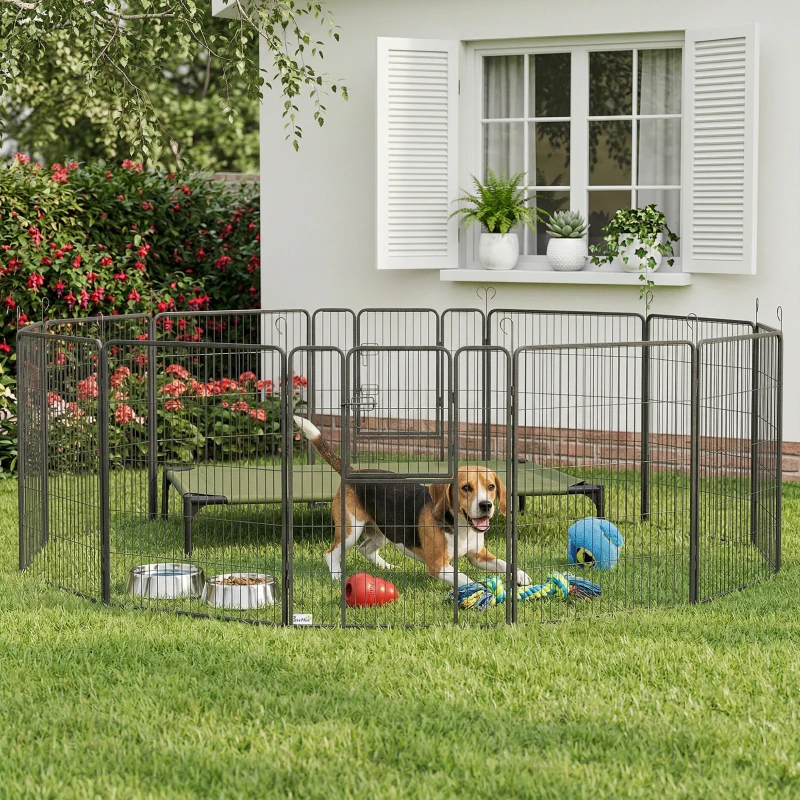 PawHut 12 Panels Heavy Duty Puppy Playpen, for Small Dogs, Indoor and Outdoor Use - Silver