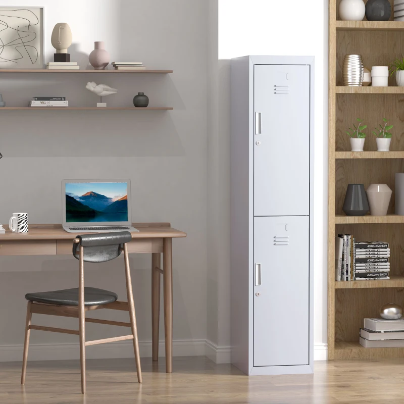 Vinsetto Armoire métallique à casiers avec 2 compartiments, verrouillable avec 2 clés, 4 étagères, 38 x 46 x 180 cm, gris