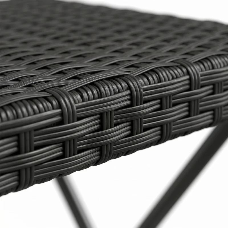 Outsunny Table basse pliable de jardin style cosy chic dim. 40L x 40l x 40H cm acier résine tressée noir
