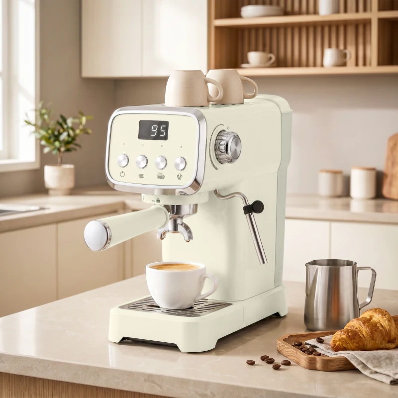 HOMCOM Piston-espressomachine 20 Bar met melkopschuimer en 1,2L afneembare watertank voor Espresso