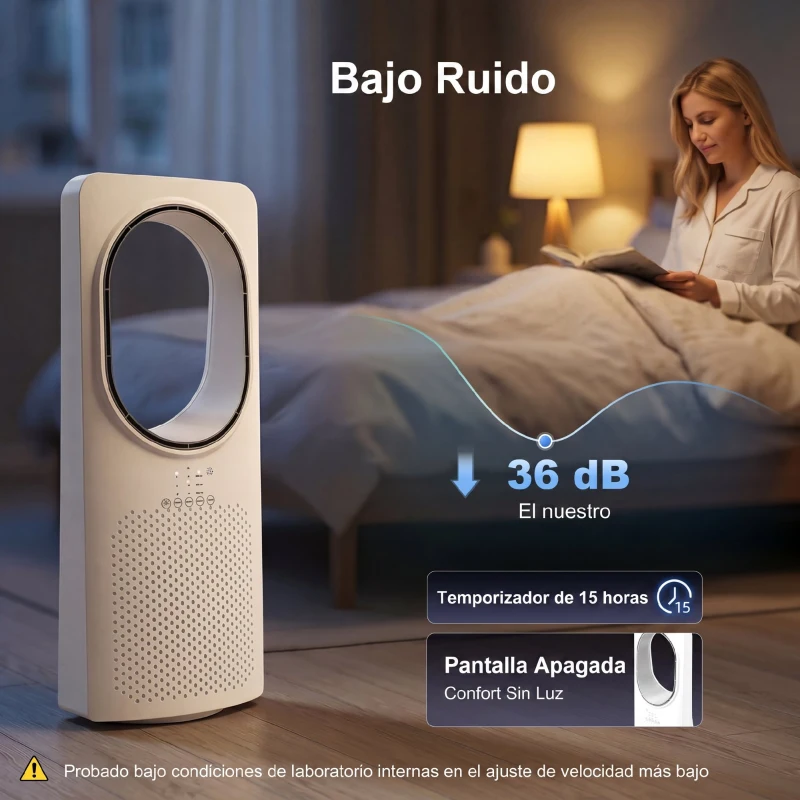 HOMCOM Ventilador de Torre sin Aspas con Mando a Distancia Oscilación 45° 3 Velocidades 3 Modos Temporizador 15H Blanco