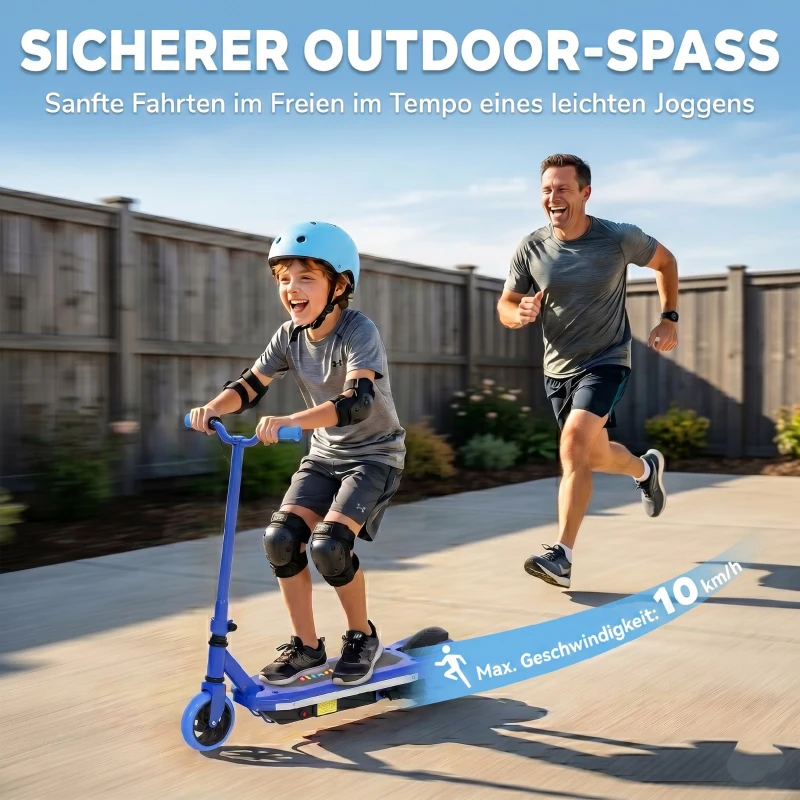 AIYAPLAY Patinete Eléctrico para Niños con Luces LED Acelerador de Pulgar y Ruedas sin Pinchazos Velocidad de hasta 10 km/h Azul