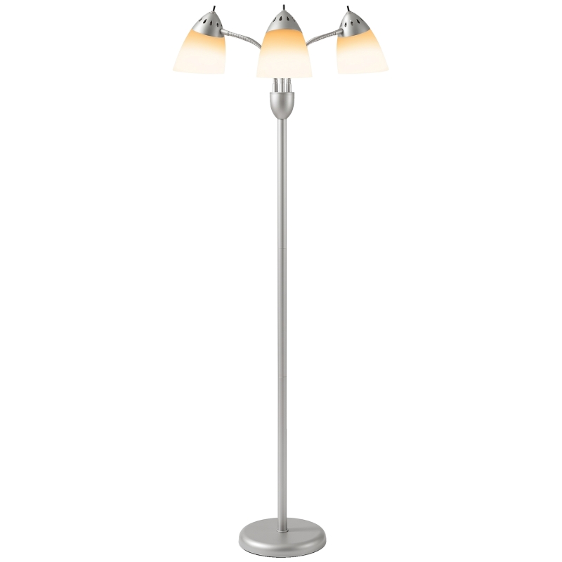 HOMCOM Arc Tree Floor Lamp with 3 Adjustable Rotating Lights and 3000K/4500K/6500K Colour Temperatures, Silver Tone