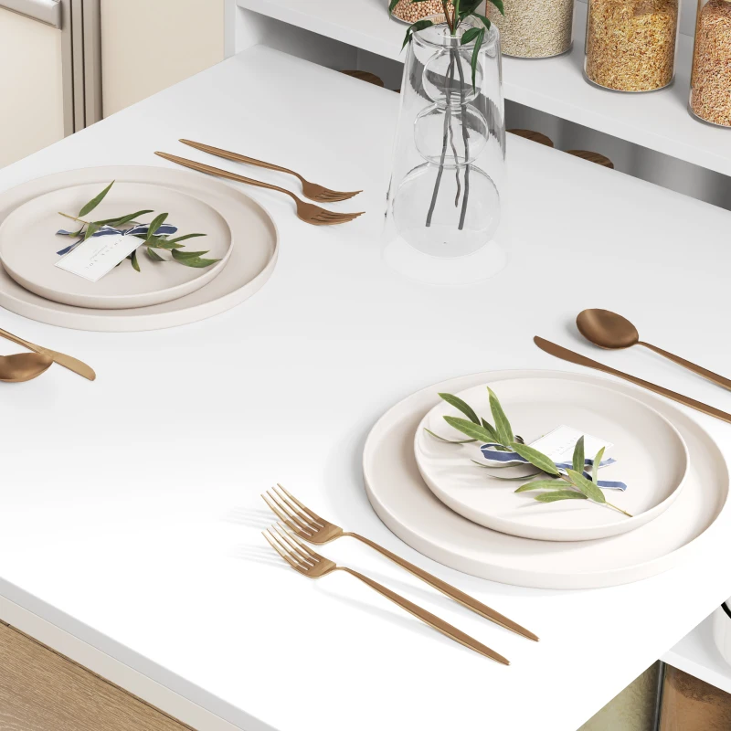 HOMCOM Mesa Plegable de Comedor Mesa de Cocina con Ala Abatible 4 Compartimentos Hasta 3 Personas 78,5x91x93 cm Blanco