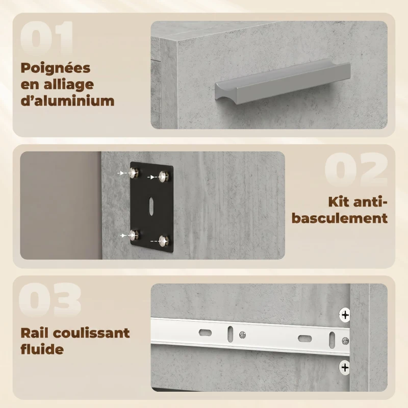 HOMCOM Ensemble meuble d'entrée avec meuble à chaussures abattant, vestiaire avec miroir, tiroir et plateau, gris