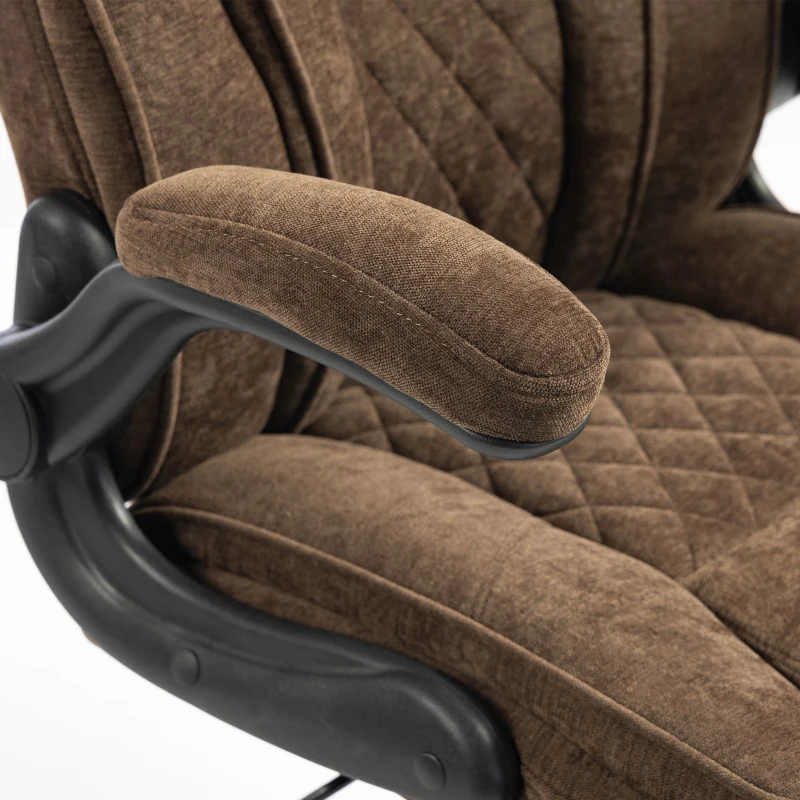 HOMCOM Office Chair, Ergonomic Desk Chair with Flip-up Armrest, Pocket Springs, Swivel Wheels, Adjustable Height, Brown